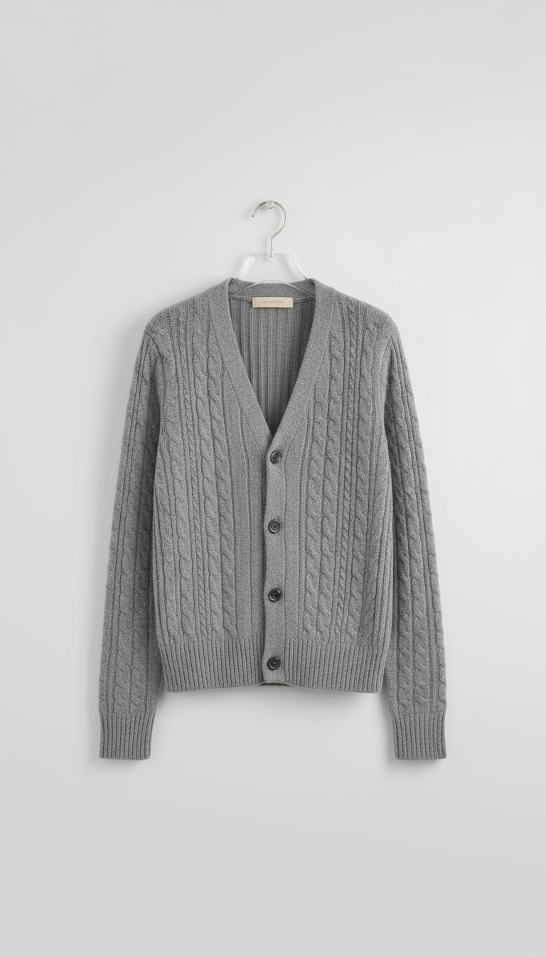 Powder Grey Knit Cardigan