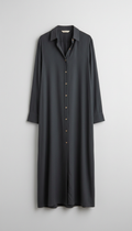 Deep Charcoal Button-Down Dress