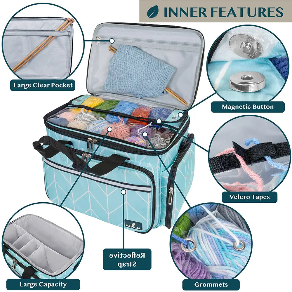 PAVILIA Yarn Storage Tote for Knitting